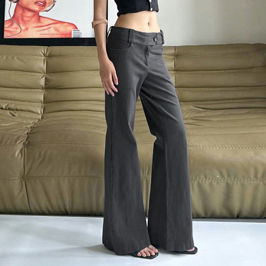 Timeless Retro Solid-color Low-rise Dress Pants A Minimalist Versatile Piece For Workwear And Everyday Looks