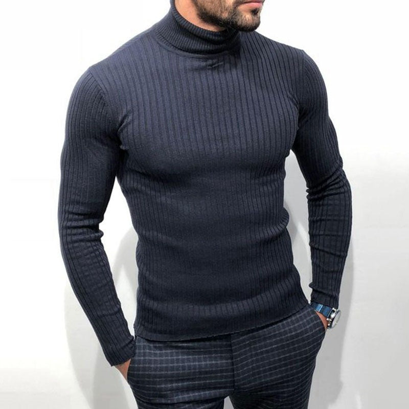 Ny sort rullekrave-sweatshirt med lange ærmer og underlag