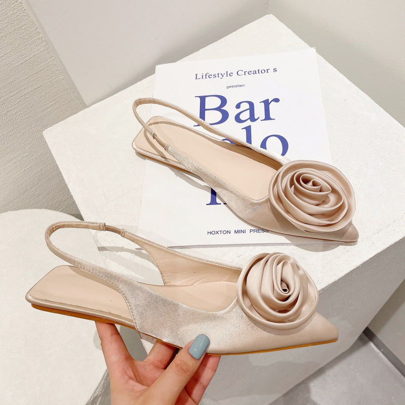 Floral Embellished Backless Flat Sandal Lady
