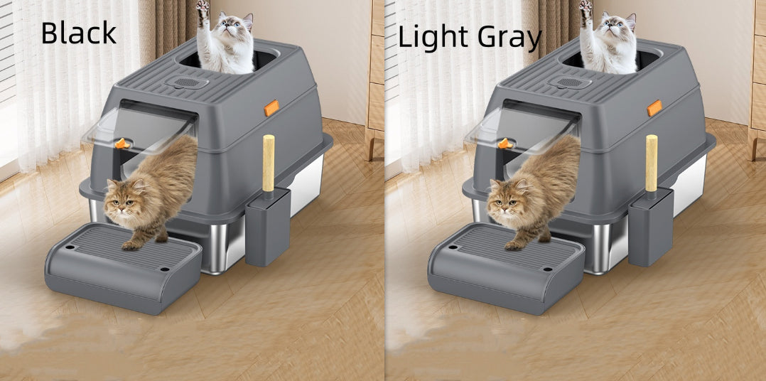 Large Anti-odor Fully Enclosed Stainless Steel Litter Box