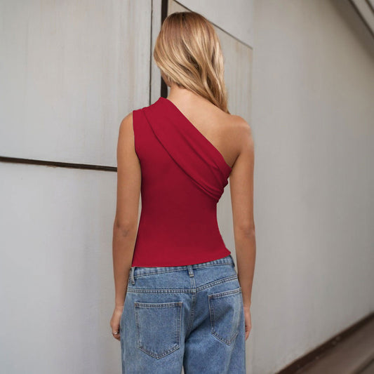 Sexy New Off-shoulder Top With Slanted Neckline For Sheer Alluring Look