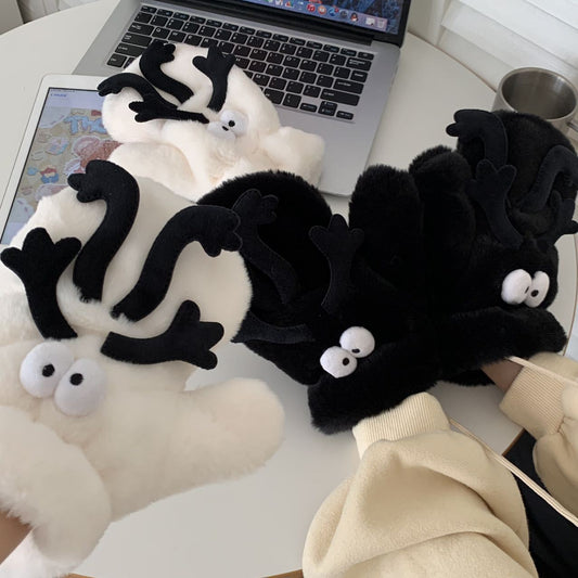 Creative Funny Little Briquette Plush Gloves