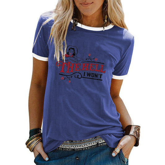 Women's Letter Simple Cotton Loose Top