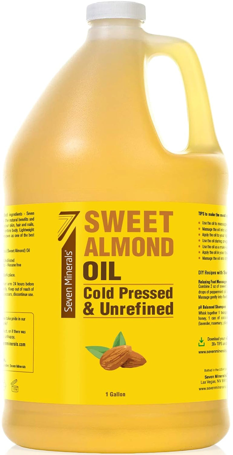 , Pure Cold Pressed Sweet Almond Oil - Big 32 Fl Oz Bottle - Unrefined &100% Natural - for Skin & Hair, with No Added Ingredients - Perfect Carrier Oil for Essential Oils
