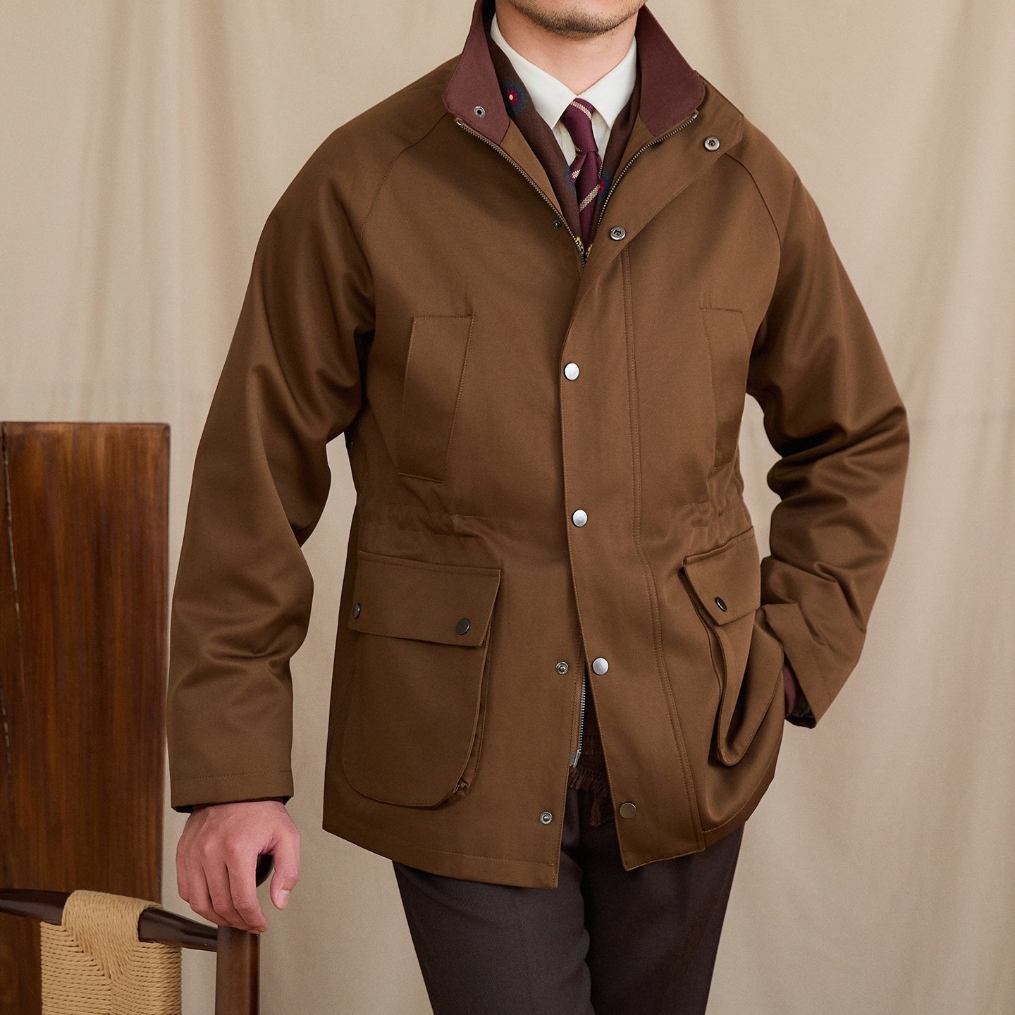 Hooded Faux Two-piece Retro Casual Trendy Hunting Jacket For Men