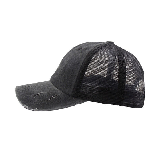 Women's Fashionable All-matching Retro Washed Peaked Cap