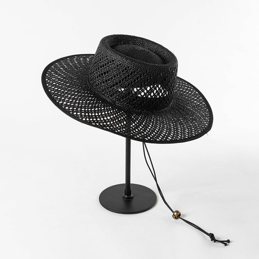 Spring And Summer New Fashion Woven Binding Lace Large Eave Round Top Straw Hat