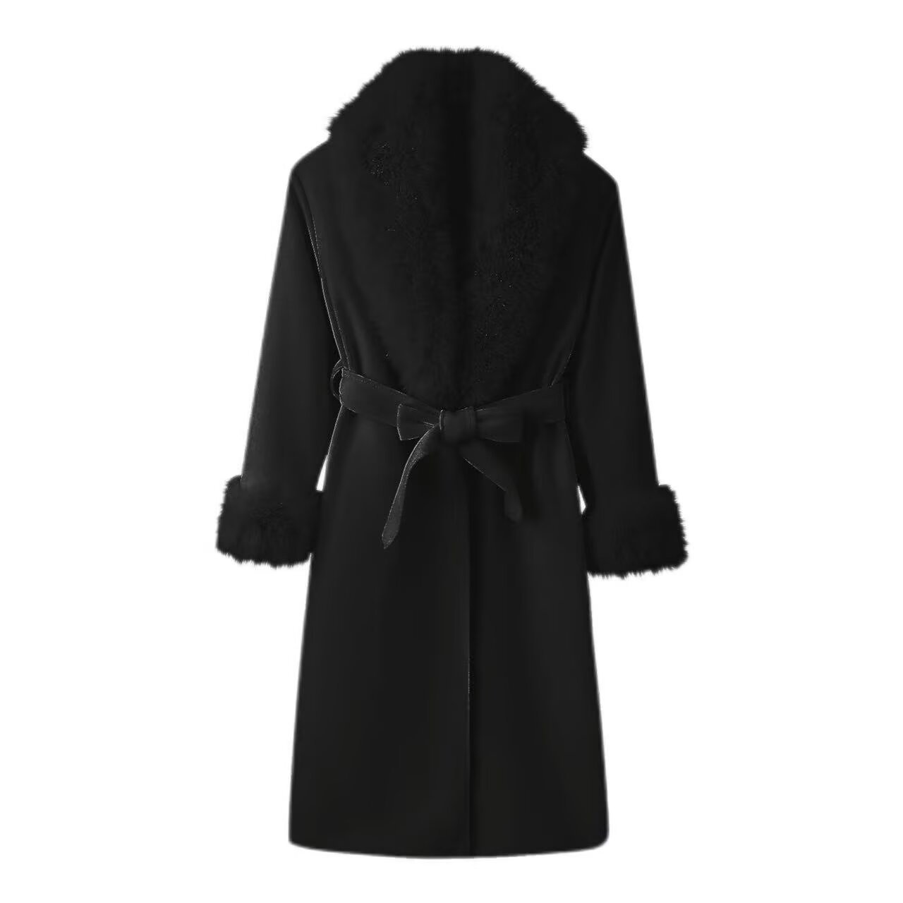 New Winter Womens Solid-color Fluffy Warm Coat