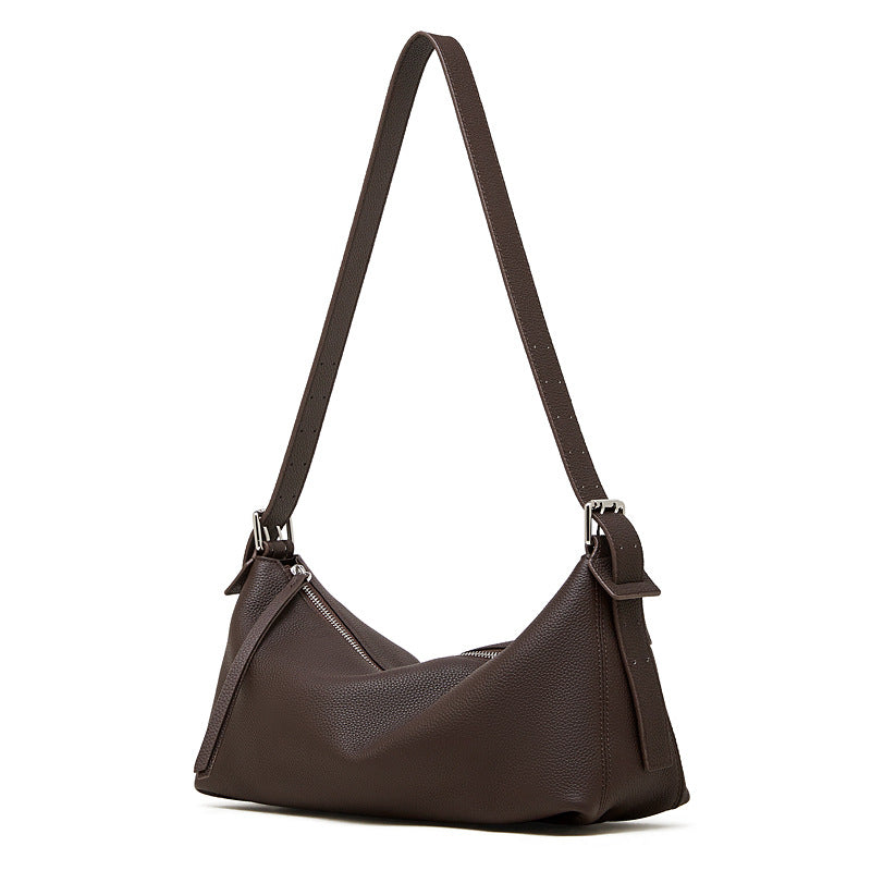 Vegetable-tanned Cowhide Hobo Bag With A Belt-attachable Design