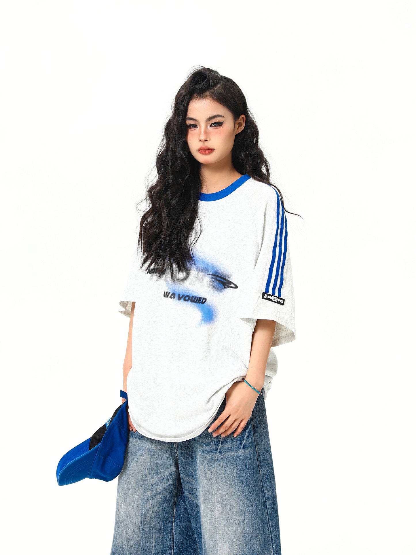 Retro Color Contrast Patchwork Design Short-sleeved T-shirt For Women
