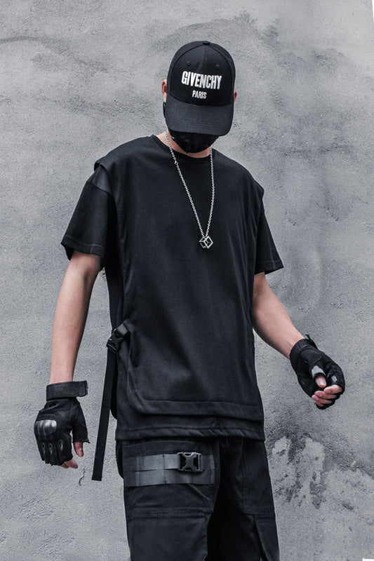 Summer Men's Short-sleeved T-shirt With Round Neck Streamers