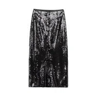 Women's Solid Color Party Shiny High Waist Sequined Skirt