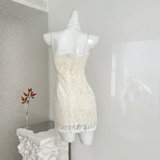 2026 French Lace Mini Dress Club & Party Must-HaveSexy French Halter Mini Dress Party & Prom Look