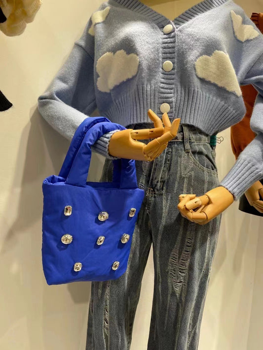 Soft Handle Zipper Pocket Casual Soft Surface Tote Bag