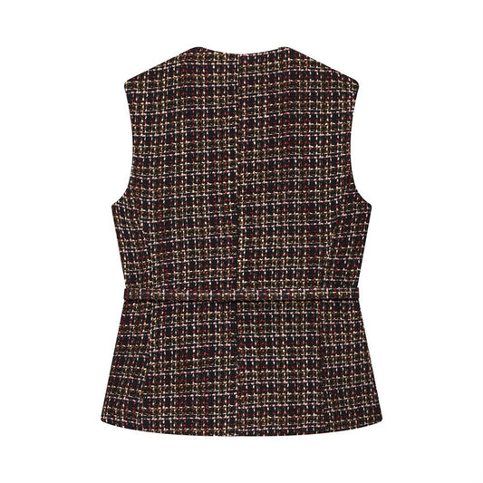 Women's Fashionable Belt Texture Top Vest