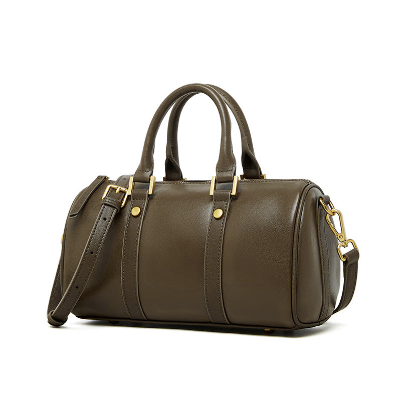 Retro bærbar crossbody-taske i okselæder