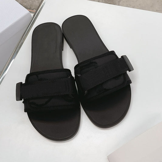 Velcro-sandaler til kvinder med flade såler, afslappede og alsidige med ydre rem