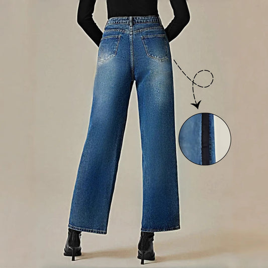 Jeans til kvinder med patchwork og farveblokke