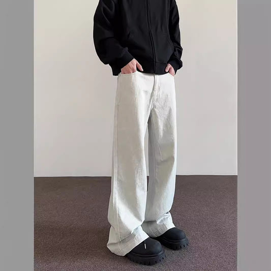 Slidte hvide casual jeans med profilsømme