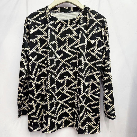 Skin-friendly Cotton Printed Long Sleeve Western Style Youthful-looking Loose Top