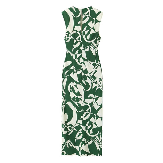 Women's Printed Green Floral Pattern Dress