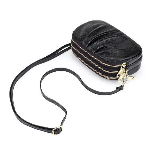 Versatile Pleated Bag With Soft Leather And Large Capacity