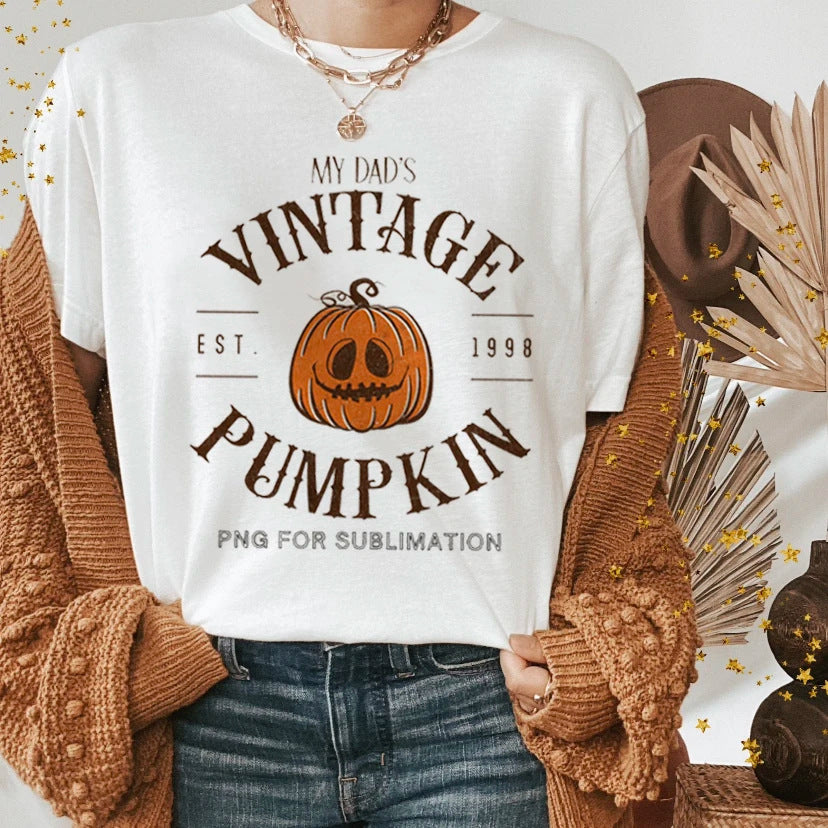 Halloween Spøgelse Heks Græskar Print Afslappet Kortærmet Skjorte