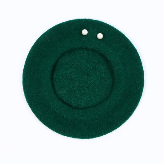 Woolen Large Pearl Decoration Beret Women's Fall Winter Fashion
