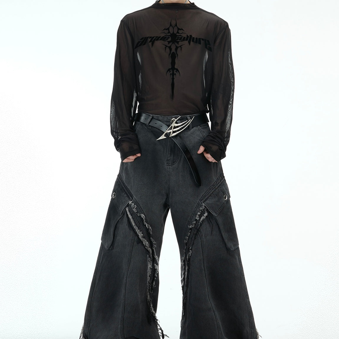 Niche Sheer Mesh Bottoming Shirt Punk Long Sleeves Inner Wear