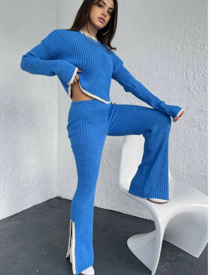 Knitted Top And Trousers Two-piece Set Sweater