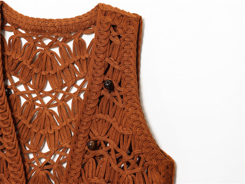 V-neck Beaded Knitted Vest