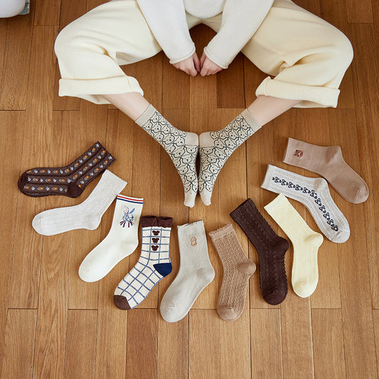 The New Cartoon Bear In The Tube Socks Women's Lace College Style