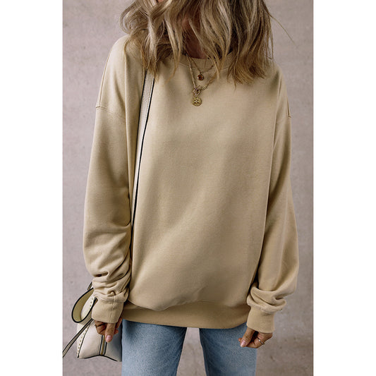 Europæisk og amerikansk løs oversized afslappet langærmet sweater til kvinder