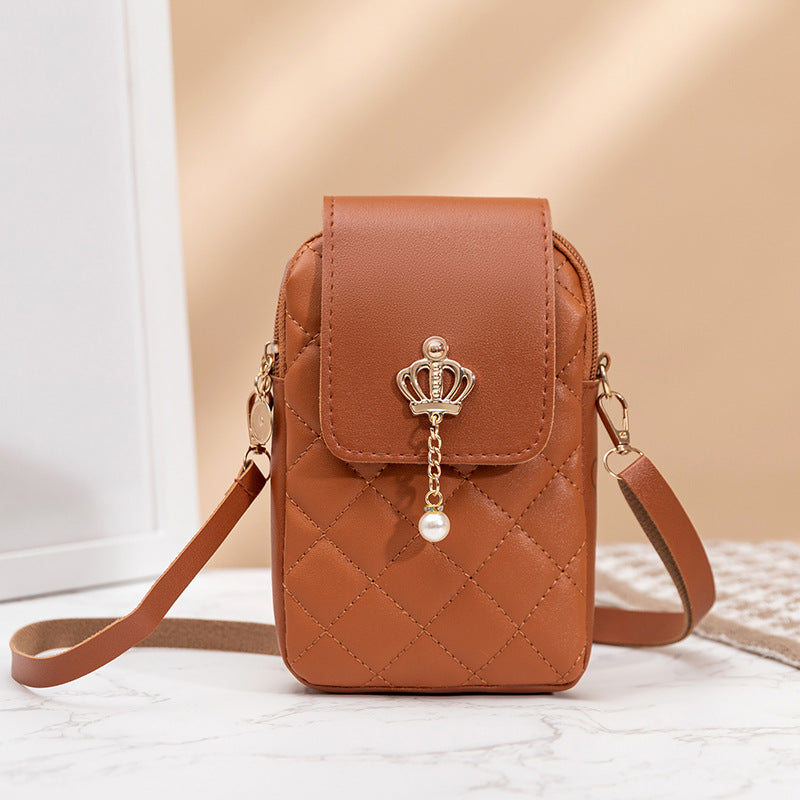 Simple All-match Messenger Bag Pearl Vertical Model In Square Shape