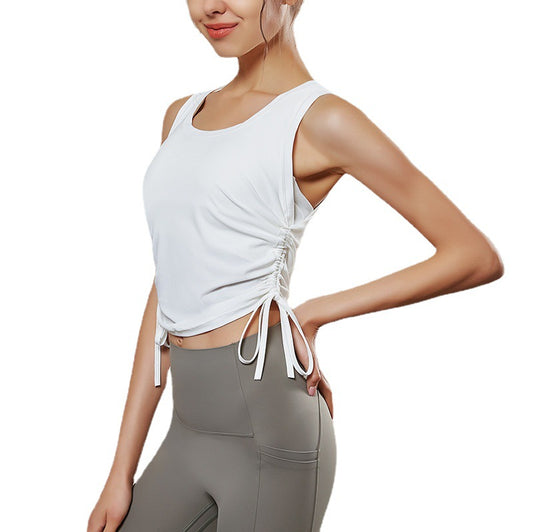 Women's Sleeveless Sports Top Drawstring Yoga Clothes