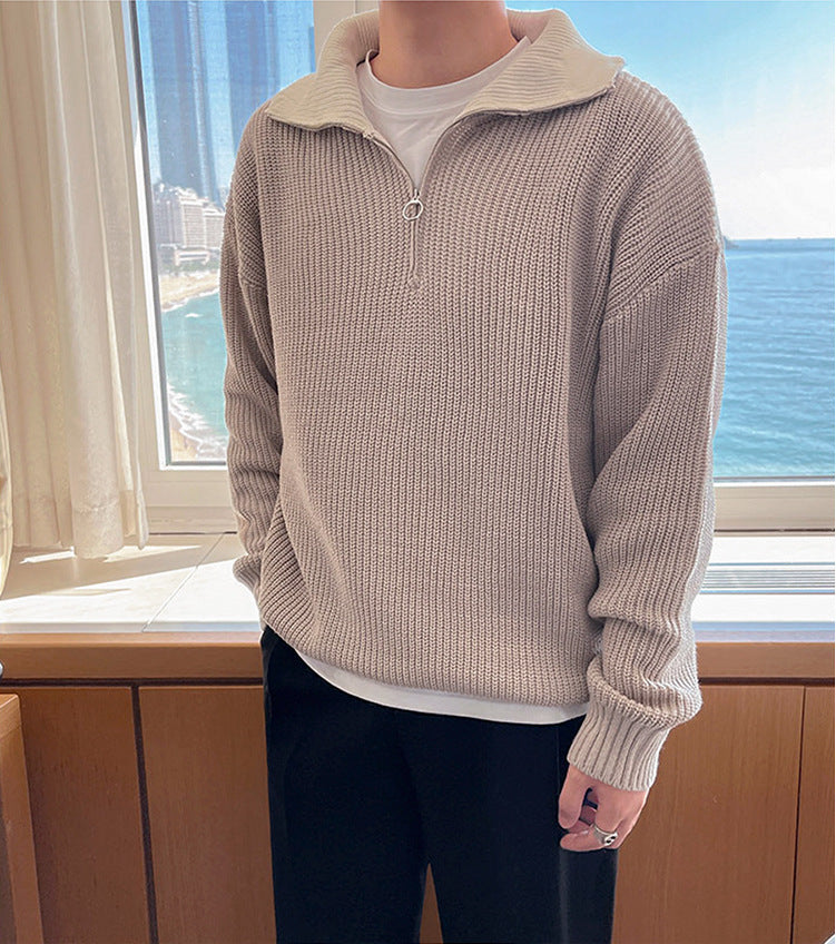 Men's Loose Half Zipper Casual Sweater Coat