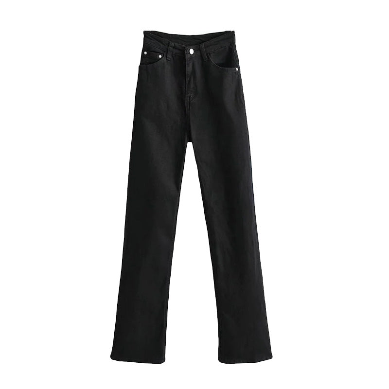 Retro Smalle Jeans med Høj Talje og Brede Ben Trend