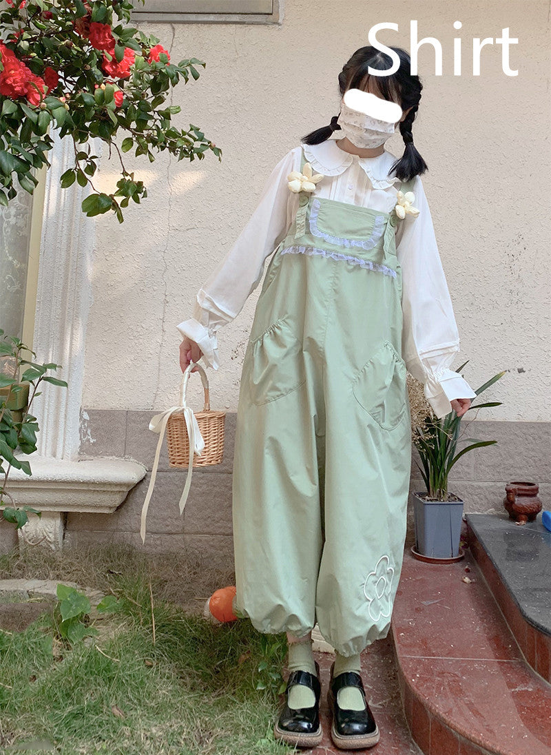 Women's Floral Loose Radish Bud Bib Pants