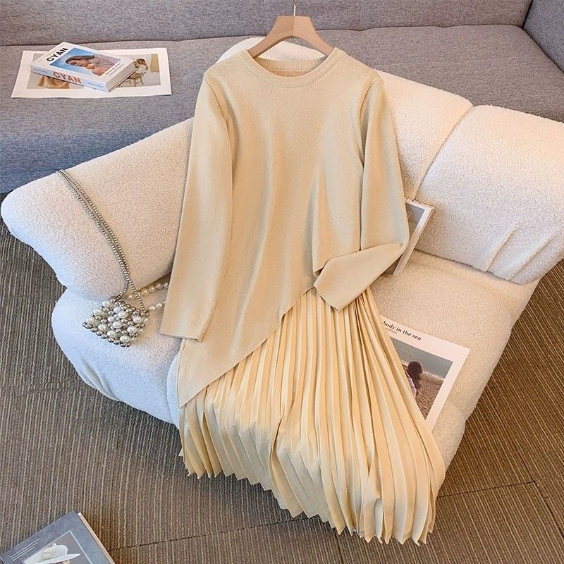Irregular Patchwork Fake Two-Piece Dress For Women FallWinter