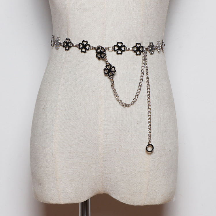 Fashion Decorative Belt Dress Sweater