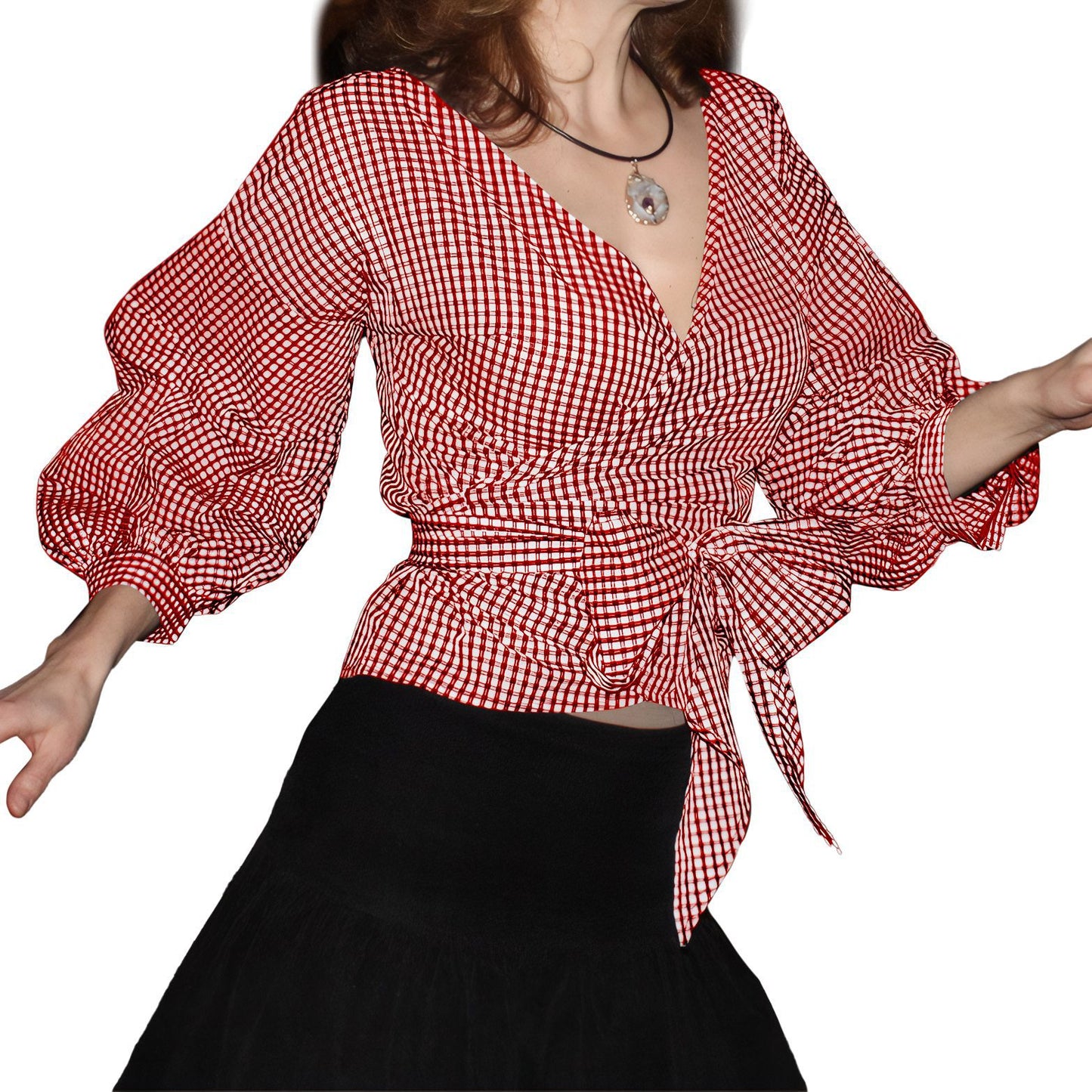 Big Bow Decorative Shirt Plaid Strap European And American