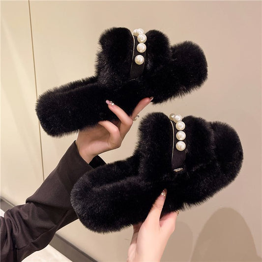 Furry Air-conditioned Room Lazy Slippers