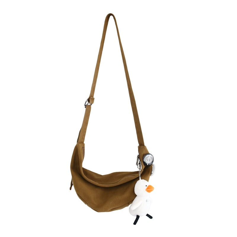 Simple Couple Canvas Solid Color Street Trend Korean Style Shoulder Bag