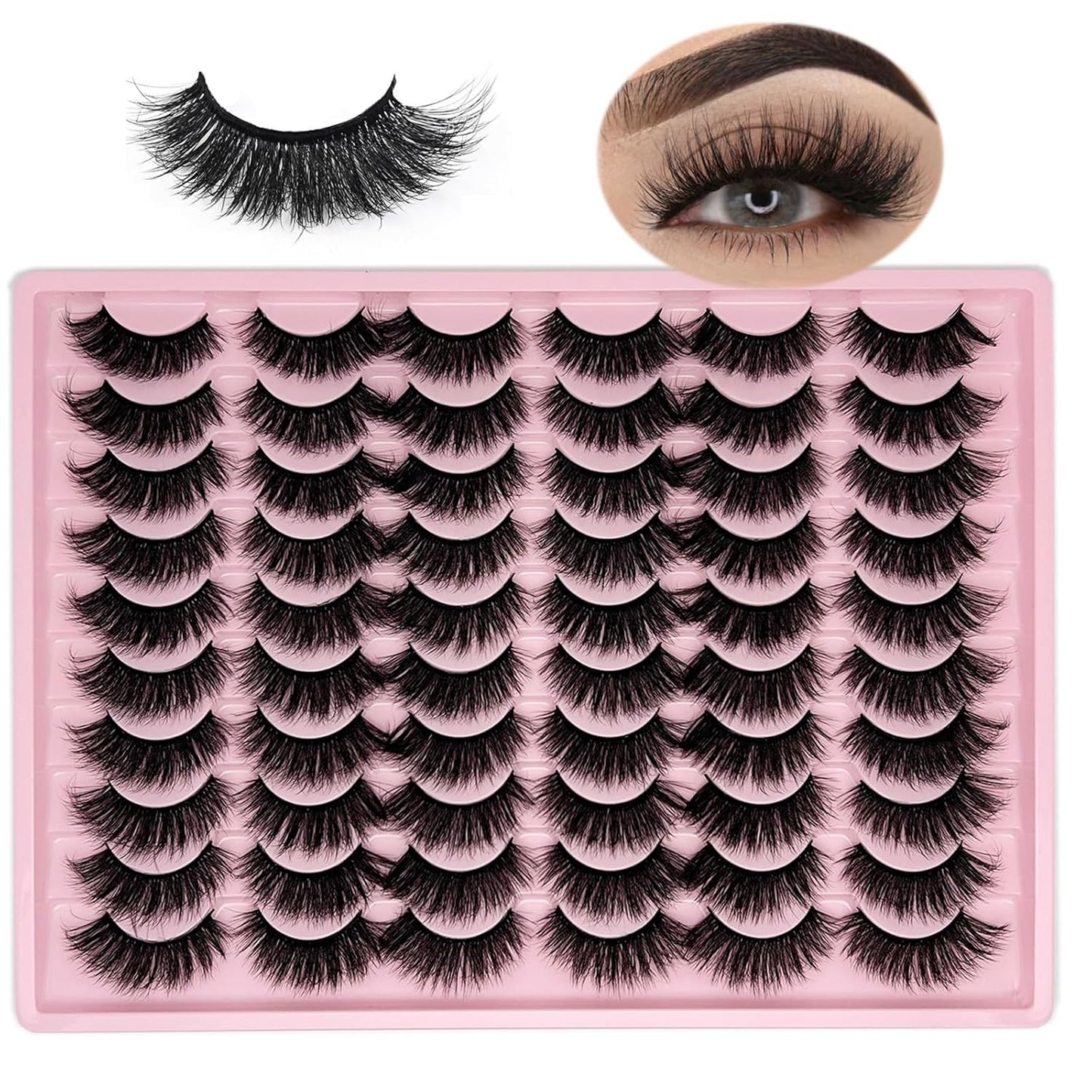 Mink Lashes Pack Fluffy Wispy Strip Lashes Natural Look 3D Cat Eye Eyelashes Book 18Mm Long Volume C Curl Faux Mink Lash Strips Multipack (3 Styles)