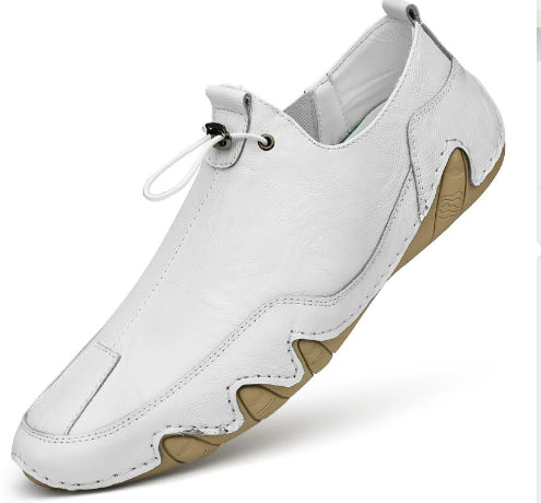 Herresko i læder, afslappede, åndbare, slip-on
