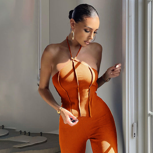 Europæisk og amerikansk sexet halterneck-camisole