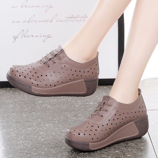 Women's All-matching Hollow Shallow Mouth Leather Shoes
