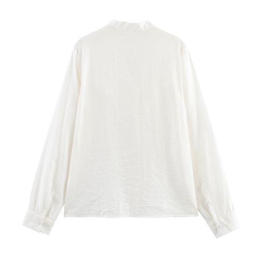 Vertical Lace Laminated Decoration Shirt