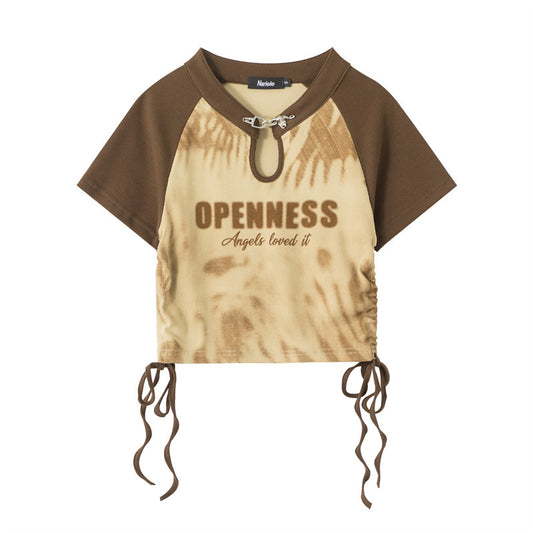 New Chinese Style Short-sleeved T-shirt Women's Summer Strap Raglan Sleeve