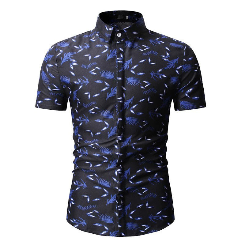 Mens 3D Digital print Short sleeve Lapel Shirt